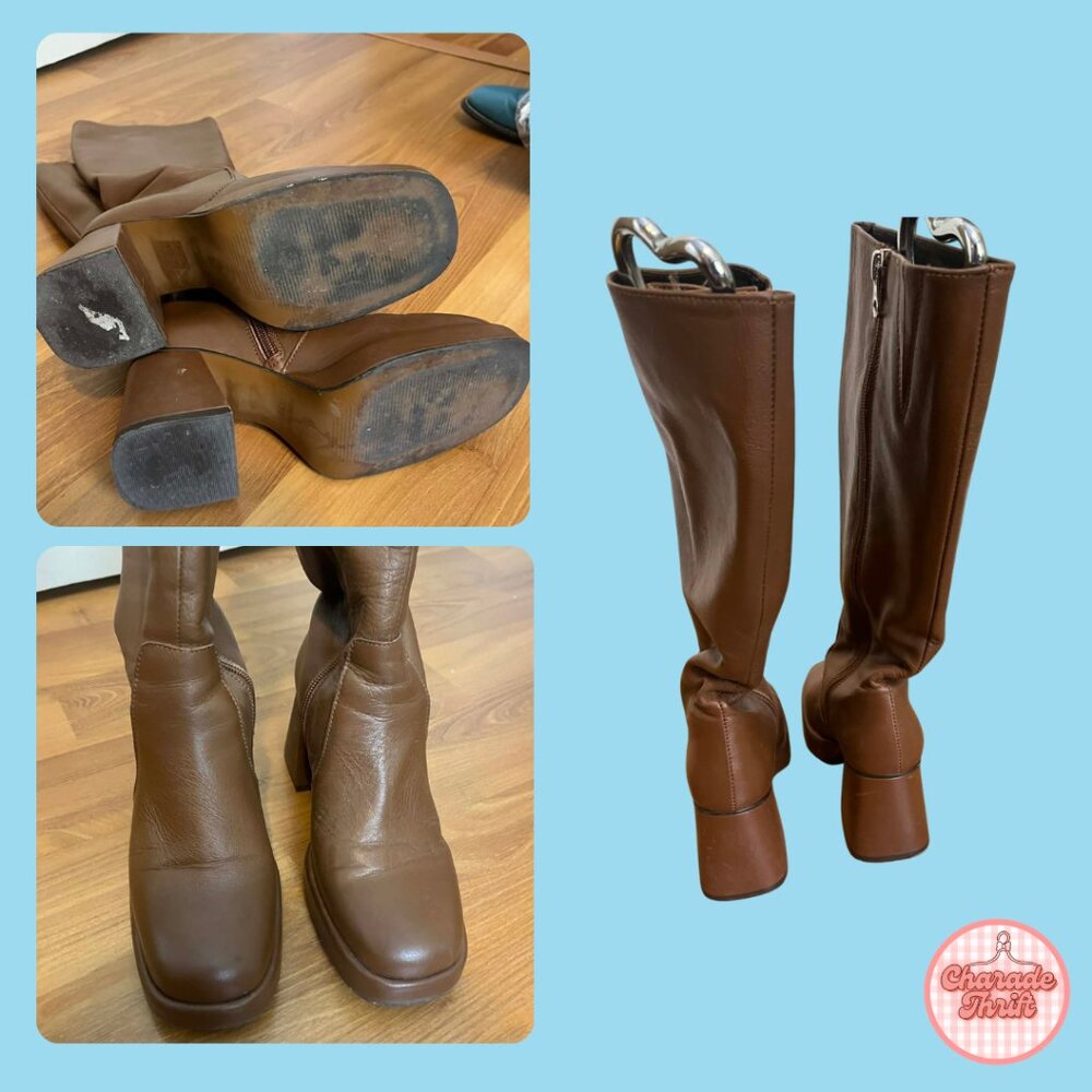 L'Intervalle - Brown Platform knee-high boots - Picture 2 of 2